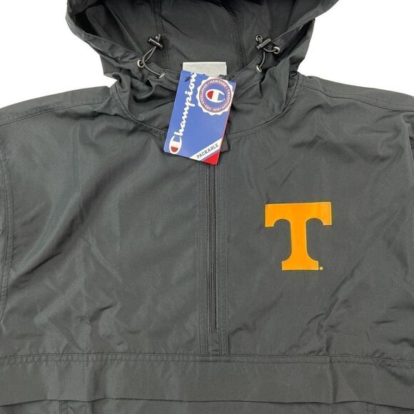 New Champion Men US S Black Windbreaker Anorak Jacket Lightweight Pullover - Picture 5 of 14